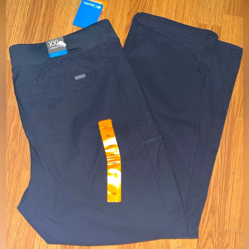 Columbia Womens 2X Trail Pant Straight Leg Active Fit Black Size XXL New